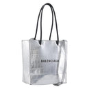 BALENCIAGA Croco Embossed Shopping XXS Leather 2way Silver 597858 Auth ka6015V-1