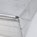 BALENCIAGA Croco Embossed Shopping XXS Leather 2way Silver 597858 Auth ka6015V-12