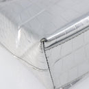BALENCIAGA Croco Embossed Shopping XXS Leather 2way Silver 597858 Auth ka6015V-13