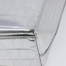 BALENCIAGA Croco Embossed Shopping XXS Leather 2way Silver 597858 Auth ka6015V-14