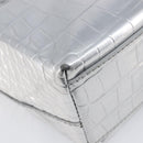 BALENCIAGA Croco Embossed Shopping XXS Leather 2way Silver 597858 Auth ka6015V-15