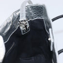 BALENCIAGA Croco Embossed Shopping XXS Leather 2way Silver 597858 Auth ka6015V-19