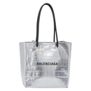 BALENCIAGA Croco Embossed Shopping XXS Leather 2way Silver 597858 Auth ka6015V-2