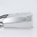 BALENCIAGA Croco Embossed Shopping XXS Leather 2way Silver 597858 Auth ka6015V-5