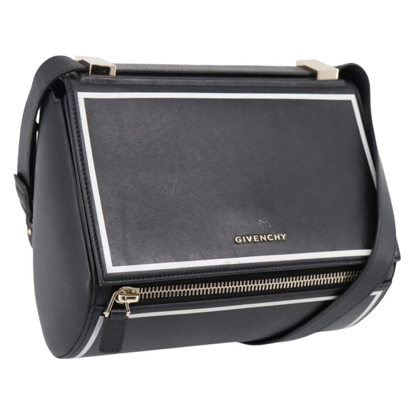GIVENCHY Shoulder Bag Leather Black Gold Auth ka6021A