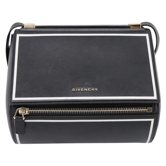 GIVENCHY Shoulder Bag Leather Black Gold Auth ka6021A