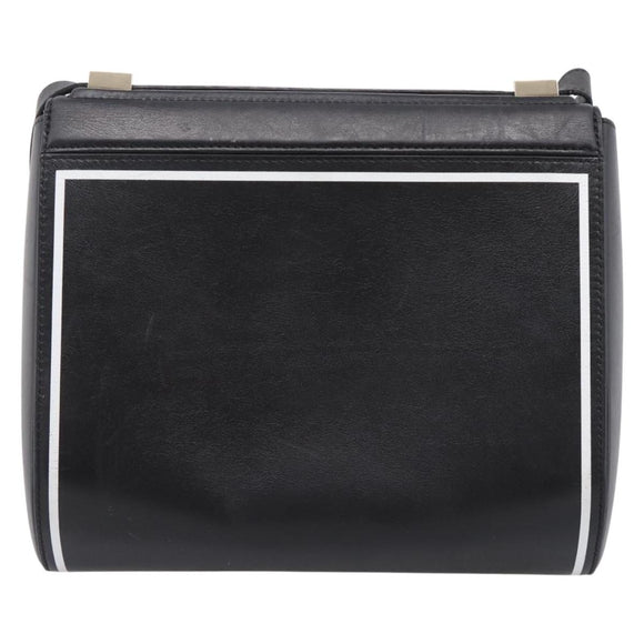 GIVENCHY Shoulder Bag Leather Black Gold Auth ka6021A