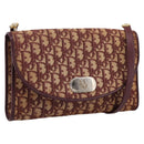 Christian Dior Trotter Canvas Shoulder Bag Red Gold Auth ka6024-1