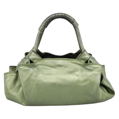 LOEWE Nappa Aire Anagram Hand Bag Leather Green Gold Auth ka6026 - 0