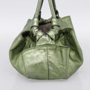 LOEWE Nappa Aire Anagram Hand Bag Leather Green Gold Auth ka6026-3