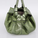 LOEWE Nappa Aire Anagram Hand Bag Leather Green Gold Auth ka6026-4