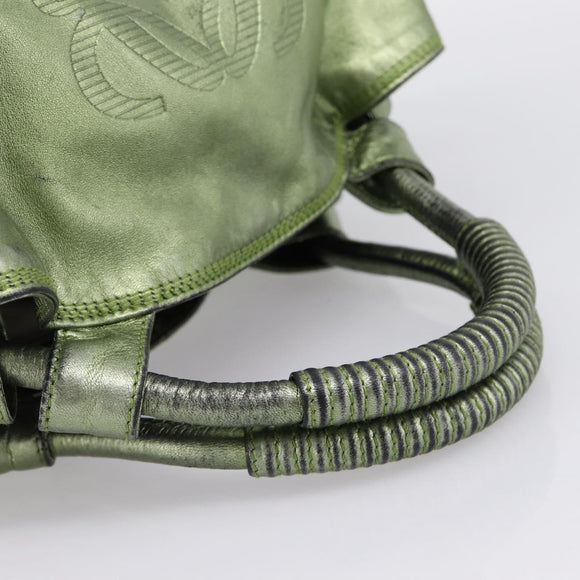 LOEWE Nappa Aire Anagram Hand Bag Leather Green Gold Auth ka6026