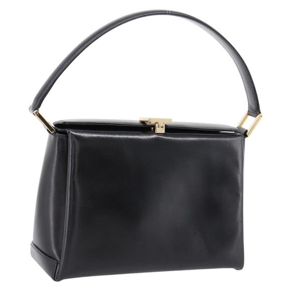 GUCCI Hand Bag Leather Black Gold 000 1448 1269 Auth ka6027A