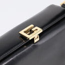 GUCCI Hand Bag Leather Black Gold 000 1448 1269 Auth ka6027A-14