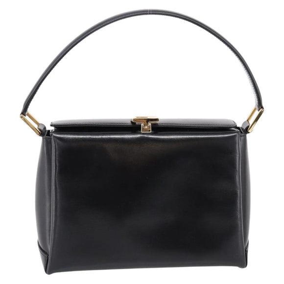 GUCCI Hand Bag Leather Black Gold 000 1448 1269 Auth ka6027A