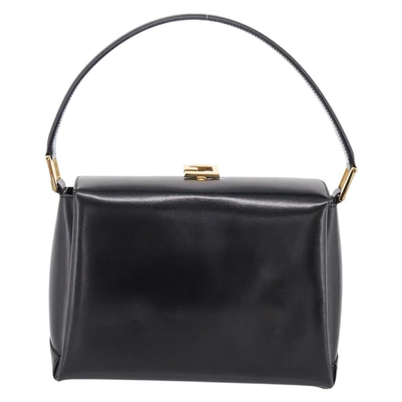 GUCCI Hand Bag Leather Black Gold 000 1448 1269 Auth ka6027A