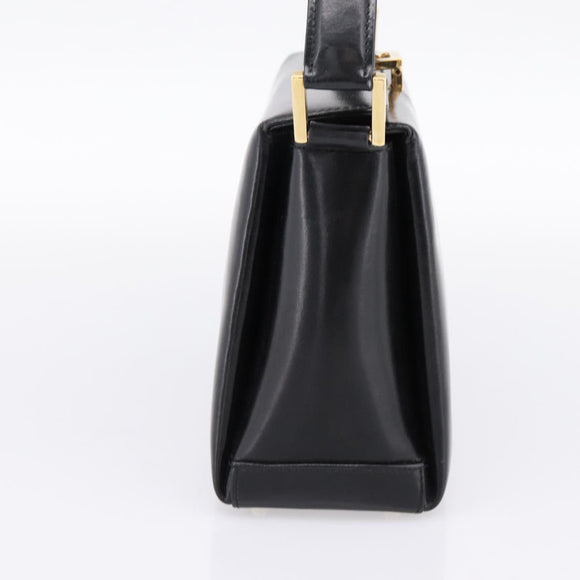 GUCCI Hand Bag Leather Black Gold 000 1448 1269 Auth ka6027A
