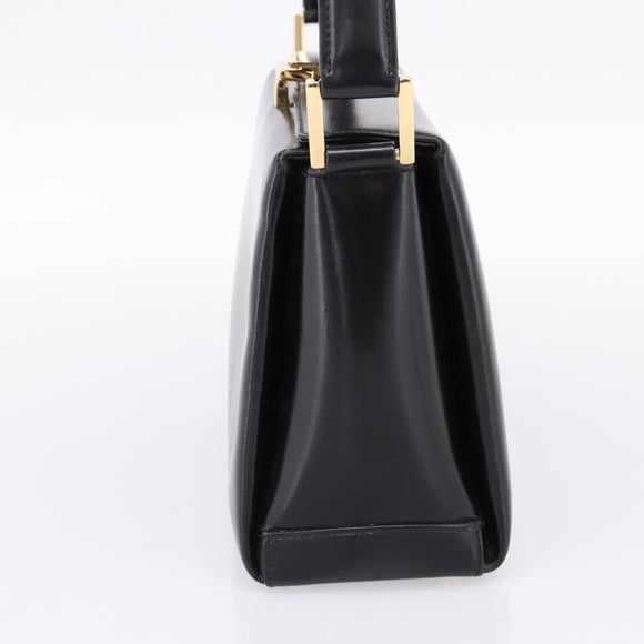 GUCCI Hand Bag Leather Black Gold 000 1448 1269 Auth ka6027A
