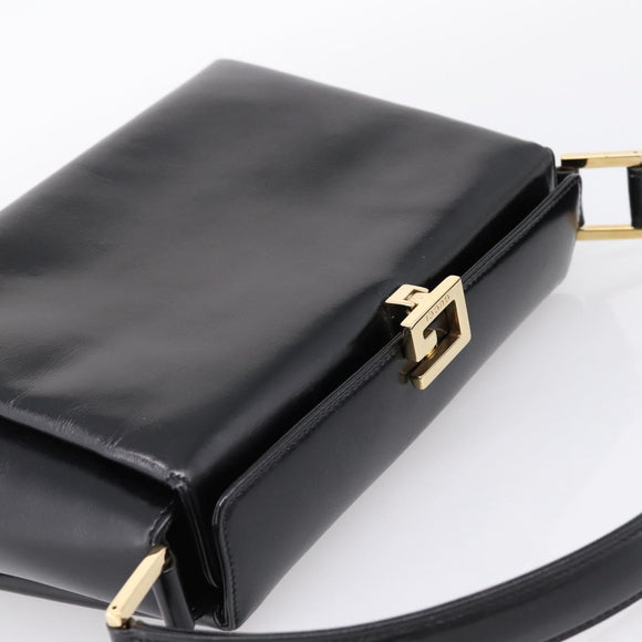 GUCCI Hand Bag Leather Black Gold 000 1448 1269 Auth ka6027A