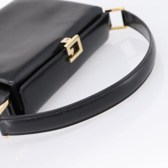 GUCCI Hand Bag Leather Black Gold 000 1448 1269 Auth ka6027A