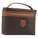 CELINE Macadam Canvas Vanity Hand Bag PVC Leather Brown Gold Auth ka6028A-1