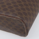CELINE Macadam Canvas Vanity Hand Bag PVC Leather Brown Gold Auth ka6028A-10