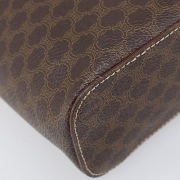 CELINE Macadam Canvas Vanity Hand Bag PVC Leather Brown Gold Auth ka6028A