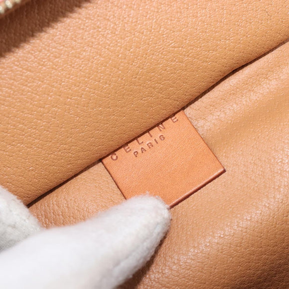CELINE Macadam Canvas Vanity Hand Bag PVC Leather Brown Gold Auth ka6028A