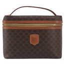 CELINE Macadam Canvas Vanity Hand Bag PVC Leather Brown Gold Auth ka6028A-2
