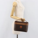 CELINE Macadam Canvas Vanity Hand Bag PVC Leather Brown Gold Auth ka6028A-22