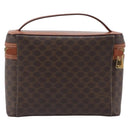 CELINE Macadam Canvas Vanity Hand Bag PVC Leather Brown Gold Auth ka6028A-3