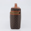 CELINE Macadam Canvas Vanity Hand Bag PVC Leather Brown Gold Auth ka6028A-4