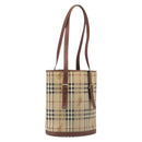 BURBERRY Nova Check Tote Bag PVC Beige Gold Auth ka6030-1