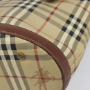BURBERRY Nova Check Tote Bag PVC Beige Gold Auth ka6030-15