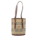 BURBERRY Nova Check Tote Bag PVC Beige Gold Auth ka6030-13