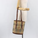 BURBERRY Nova Check Tote Bag PVC Beige Gold Auth ka6030-22