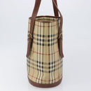 BURBERRY Nova Check Tote Bag PVC Beige Gold Auth ka6030-3
