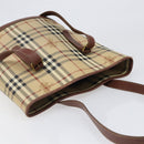 BURBERRY Nova Check Tote Bag PVC Beige Gold Auth ka6030-6