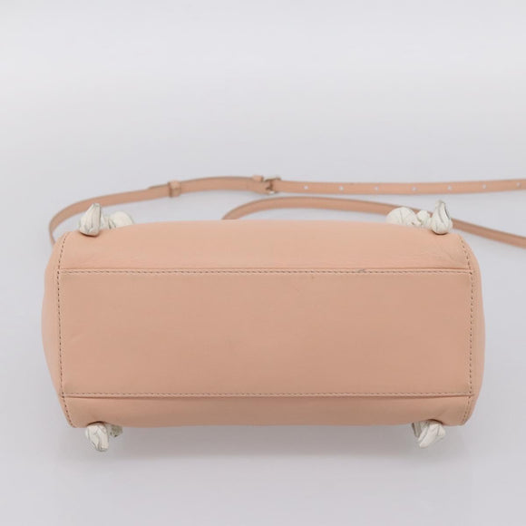 FENDI Mini Peek A Boo Hand Bag Leather 2way Pink Silver Auth ka6033V