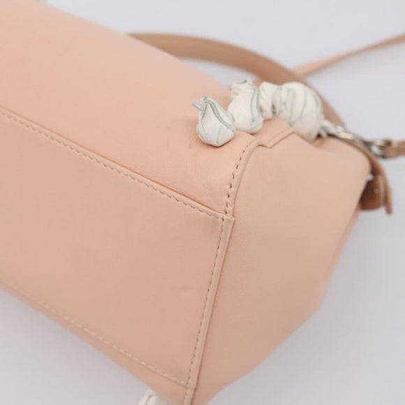 FENDI Mini Peek A Boo Hand Bag Leather 2way Pink Silver Auth ka6033V