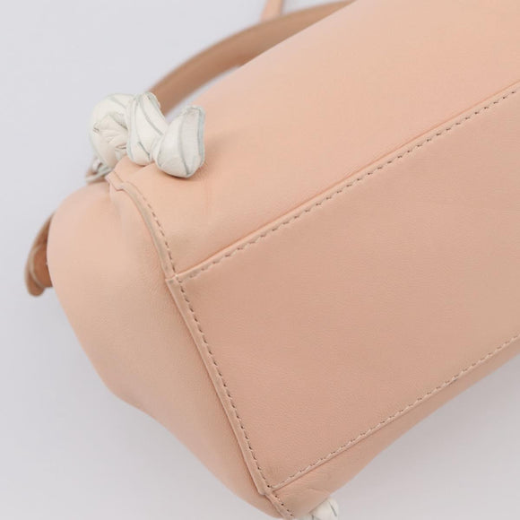 FENDI Mini Peek A Boo Hand Bag Leather 2way Pink Silver Auth ka6033V