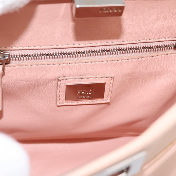 FENDI Mini Peek A Boo Hand Bag Leather 2way Pink Silver Auth ka6033V