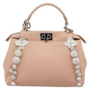 FENDI Mini Peek A Boo Hand Bag Leather 2way Pink Silver Auth ka6033V-13