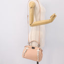 FENDI Mini Peek A Boo Hand Bag Leather 2way Pink Silver Auth ka6033V-26
