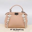 FENDI Mini Peek A Boo Hand Bag Leather 2way Pink Silver Auth ka6033V-12