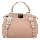 FENDI Mini Peek A Boo Hand Bag Leather 2way Pink Silver Auth ka6033V-2