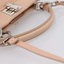 FENDI Mini Peek A Boo Hand Bag Leather 2way Pink Silver Auth ka6033V-7