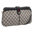 GUCCI GG Supreme Sherry Line Shoulder Bag PVC Navy Gold 904 02 043 Auth ka6034-1