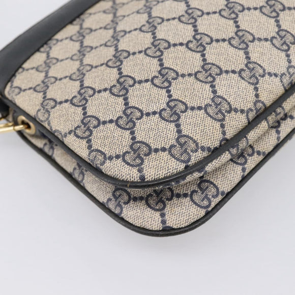 GUCCI GG Supreme Sherry Line Shoulder Bag PVC Navy Gold 904 02 043 Auth ka6034