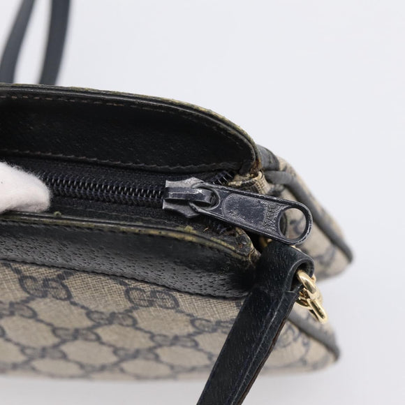 GUCCI GG Supreme Sherry Line Shoulder Bag PVC Navy Gold 904 02 043 Auth ka6034